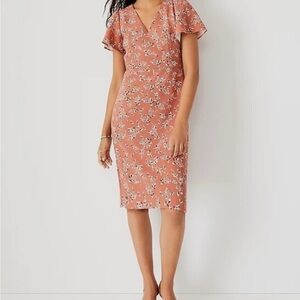 Ann Taylor floral flutter sheath dress